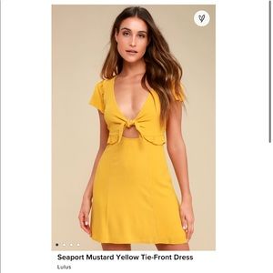 Lulus Seaport Mustard Yellow Tie-Front Dress